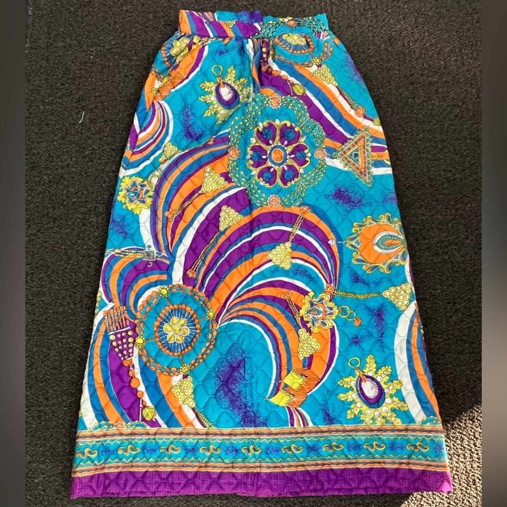Vibrant Multicolor Women's Maxi Skirt boho hippie quilted graphic floral print